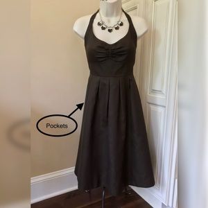 J Crew Cotton Cady Lydia Brown A-Line Dress - 8